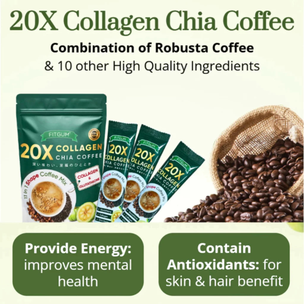 BUY 3 TAKE 3 Collagen Chia Coffee Mix - Delicious Combination of Premium Coffee, Chia Seeds & Collagen