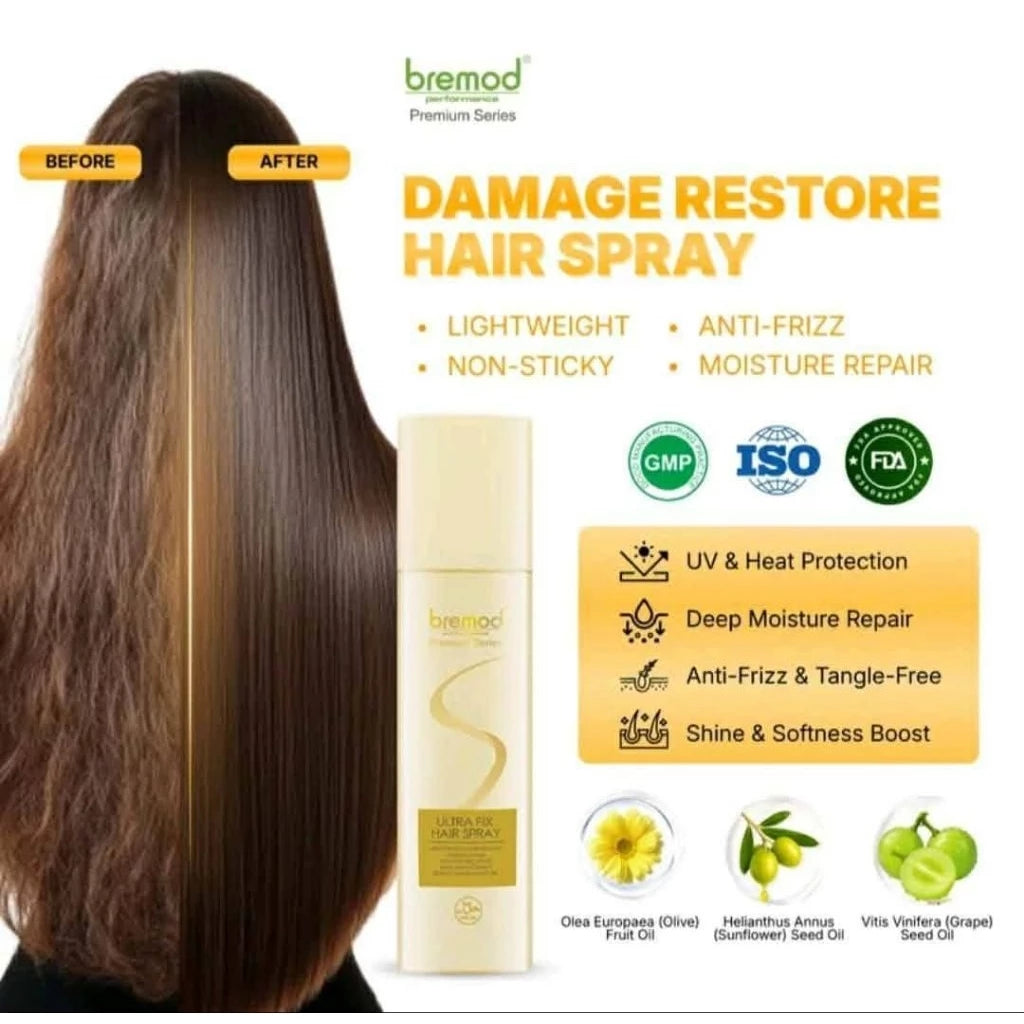 Bremod Ultra Fix Hair Spray - Smooth & Nourishing Formula for Elasticity Shine and Damage Repair
