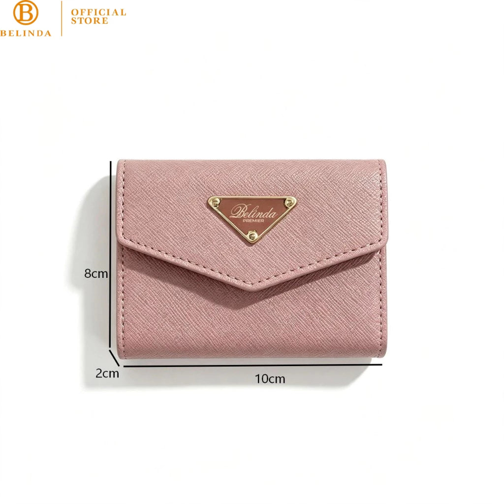 BELINDA Sleek Envelope Tri-fold Wallet with Metal Triangle Logo DX-H106