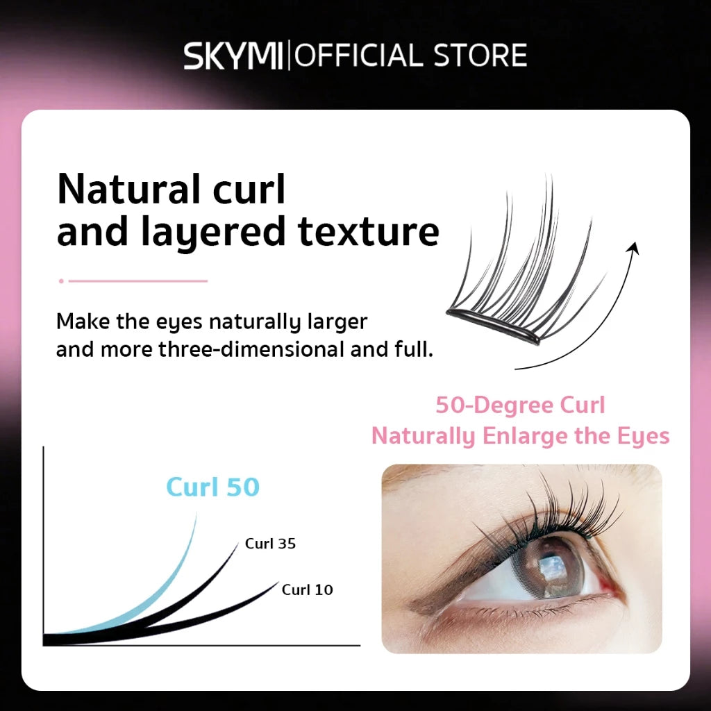 SKYEYE Black Glue Self-Adhesive Lashes, 24H Waterproof, Easy Apply, Built-in liner effect