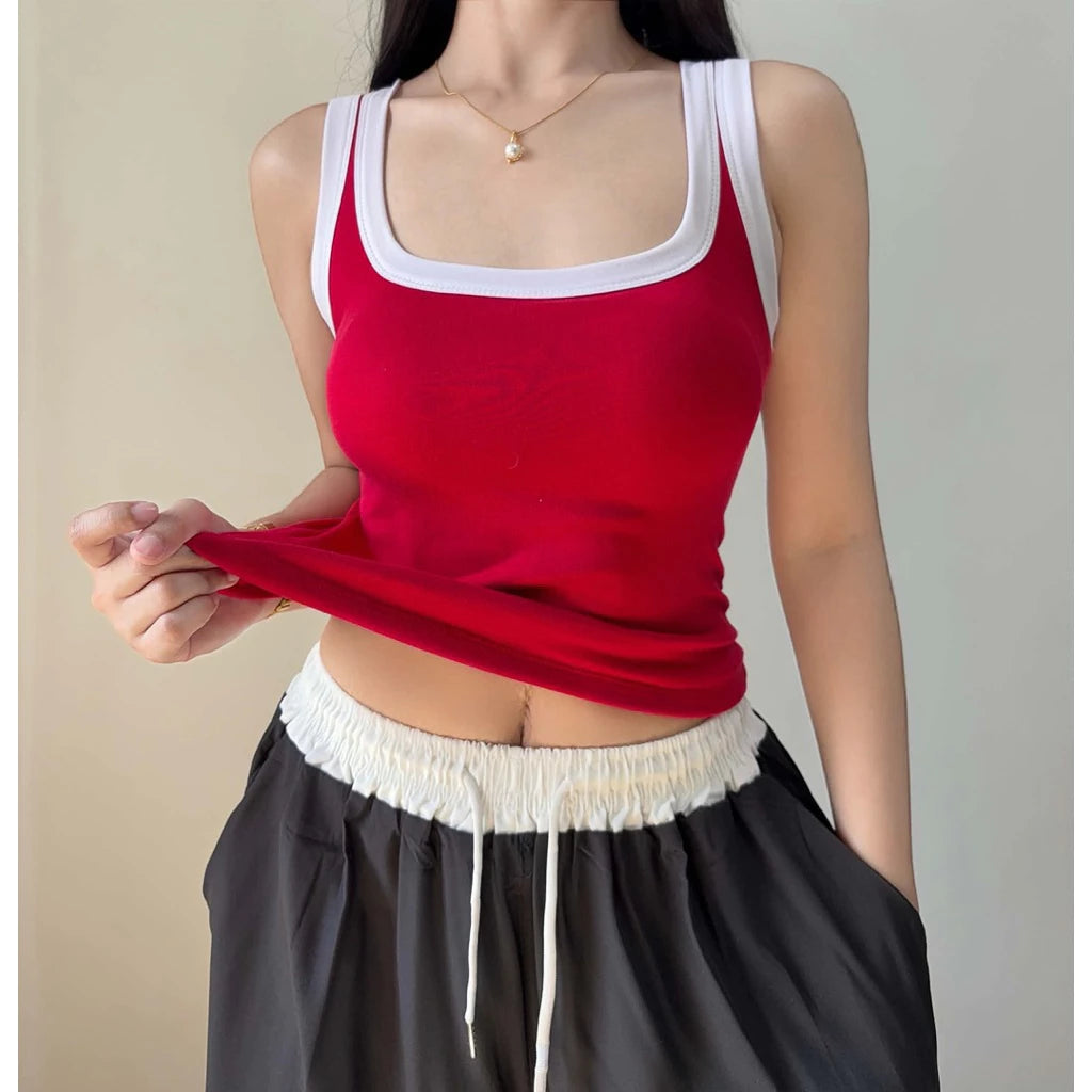 SANDY PADDED COMBI Top Squareneck Top