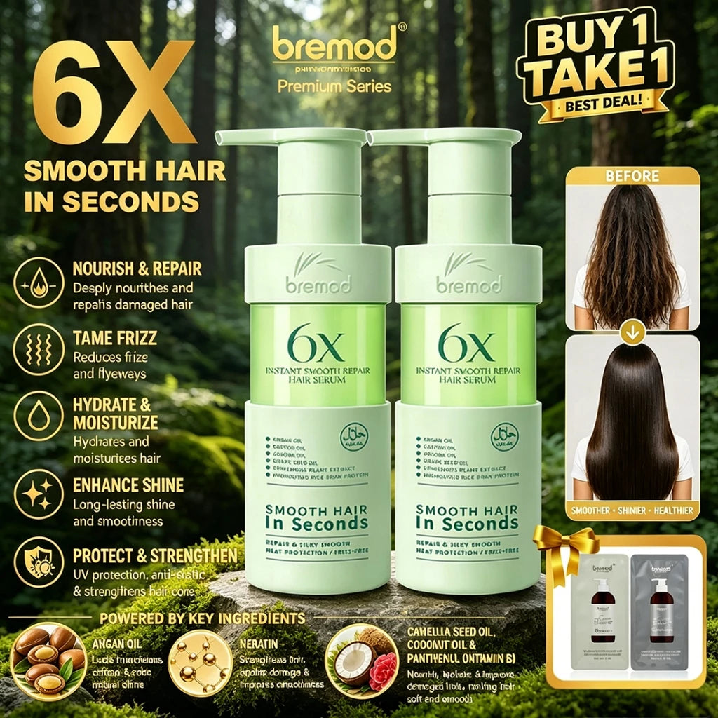Bremod Hair Serum 6X Instant Smooth Repair Argan Jojoba Oil Castor Nourishing Care Hair Essence
