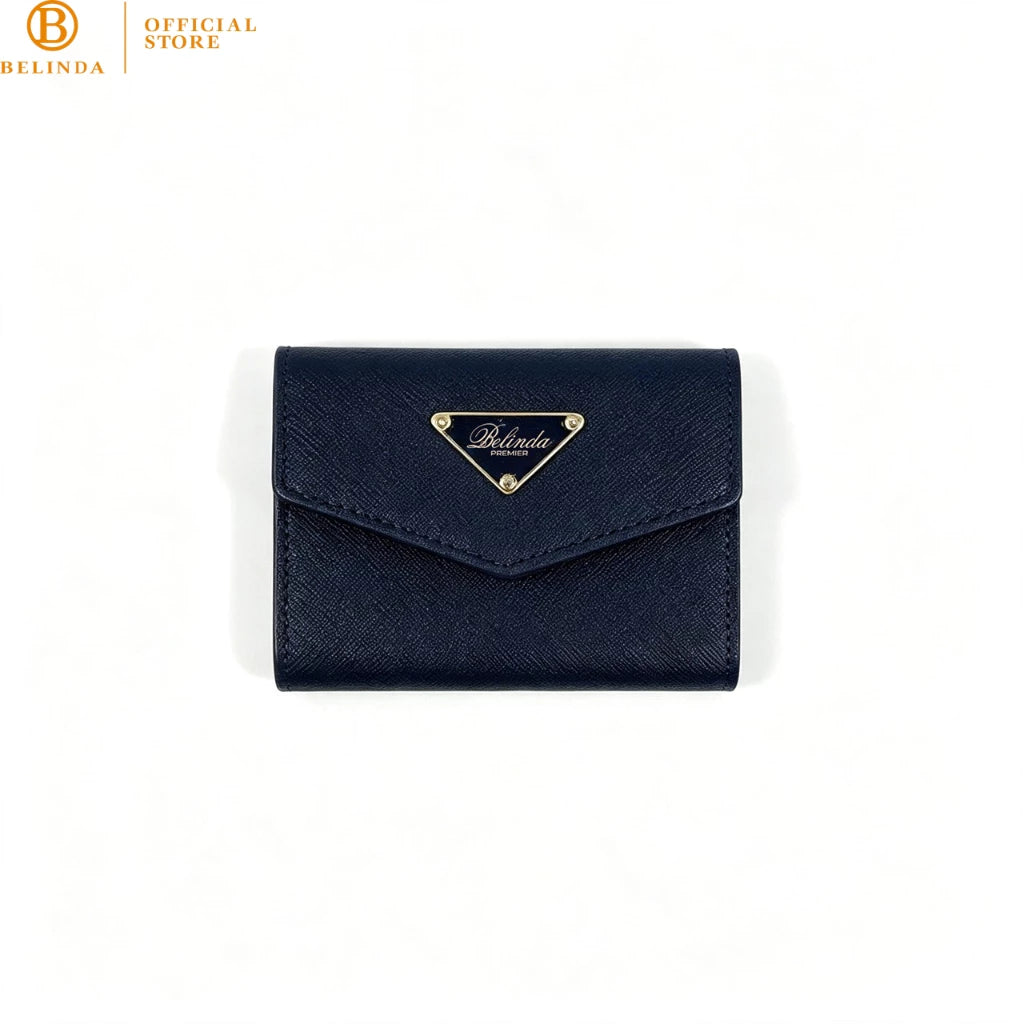 BELINDA Sleek Envelope Tri-fold Wallet with Metal Triangle Logo DX-H106