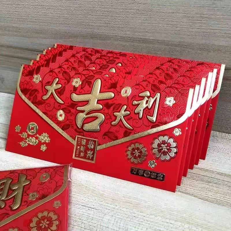 Thick Lucky Money Chinese Envelope Ang Pao 6pcs Per Pack