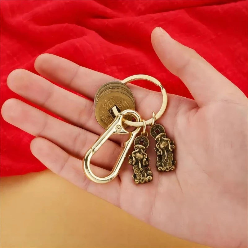 Good Luck lucky Key Rings Charm For Money And Business Safely Pixiu Wealth Key Chain Keyfob Lanyard