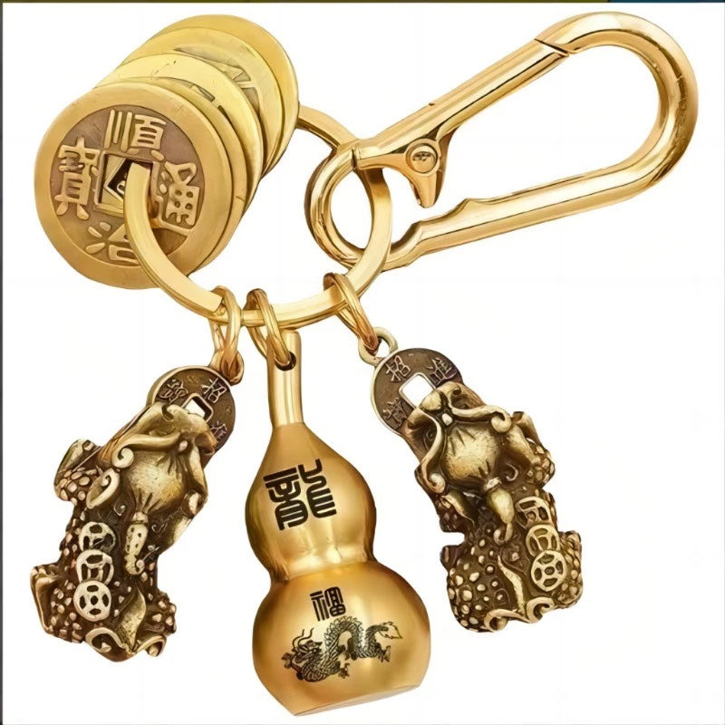 Good Luck lucky Key Rings Charm For Money And Business Safely Pixiu Wealth Key Chain Keyfob Lanyard