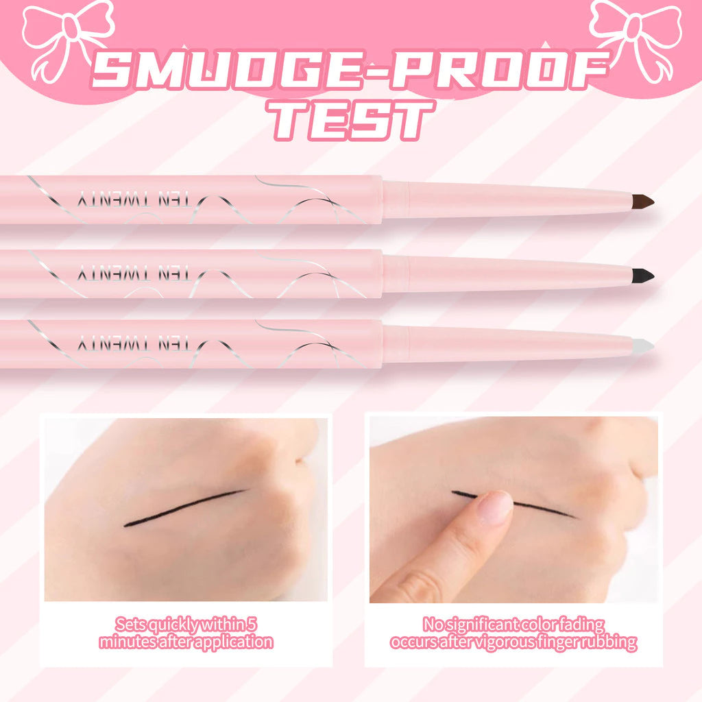 TEN TWENTY Waterproof eyeliner, black, brown & white, even coloring, long-lasting and natural makeup