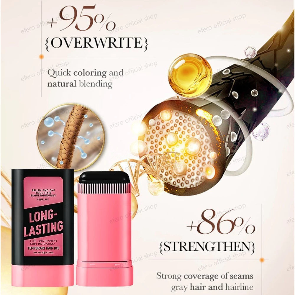 FORMBO Hair Stick Waterproof and Sweat-proof No Smudge No Fading Temporary Covers Gray Hair Natural