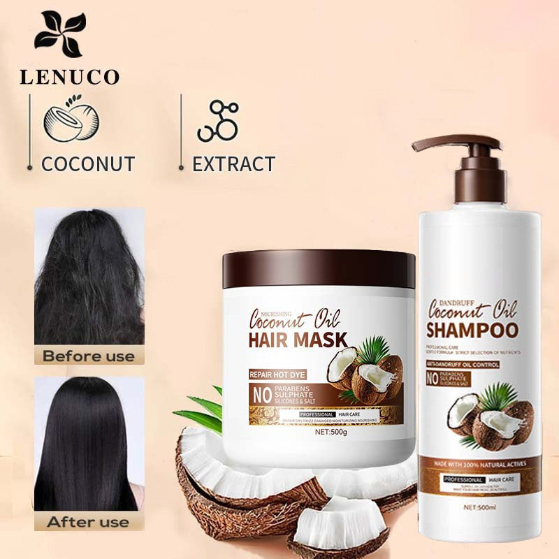 BUY 1 TAKE 1 Collagen Hair Mask Treatment And Coconut Oil Shampoo For Deep Nourishment And Shine Enhancement