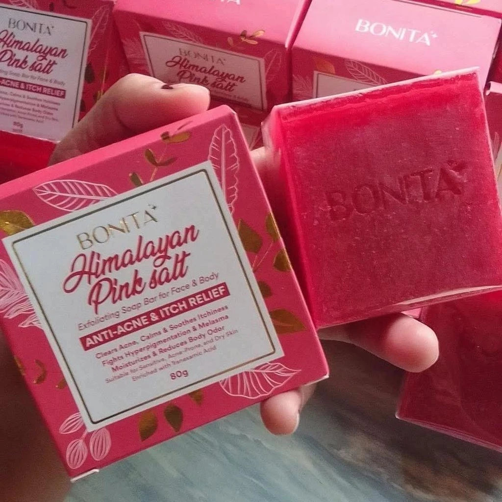 BONITA Himalayan Pink Salt Soap 80g | Anti itch Acne Antibacterial Moisturizing Scar Psoriasis
