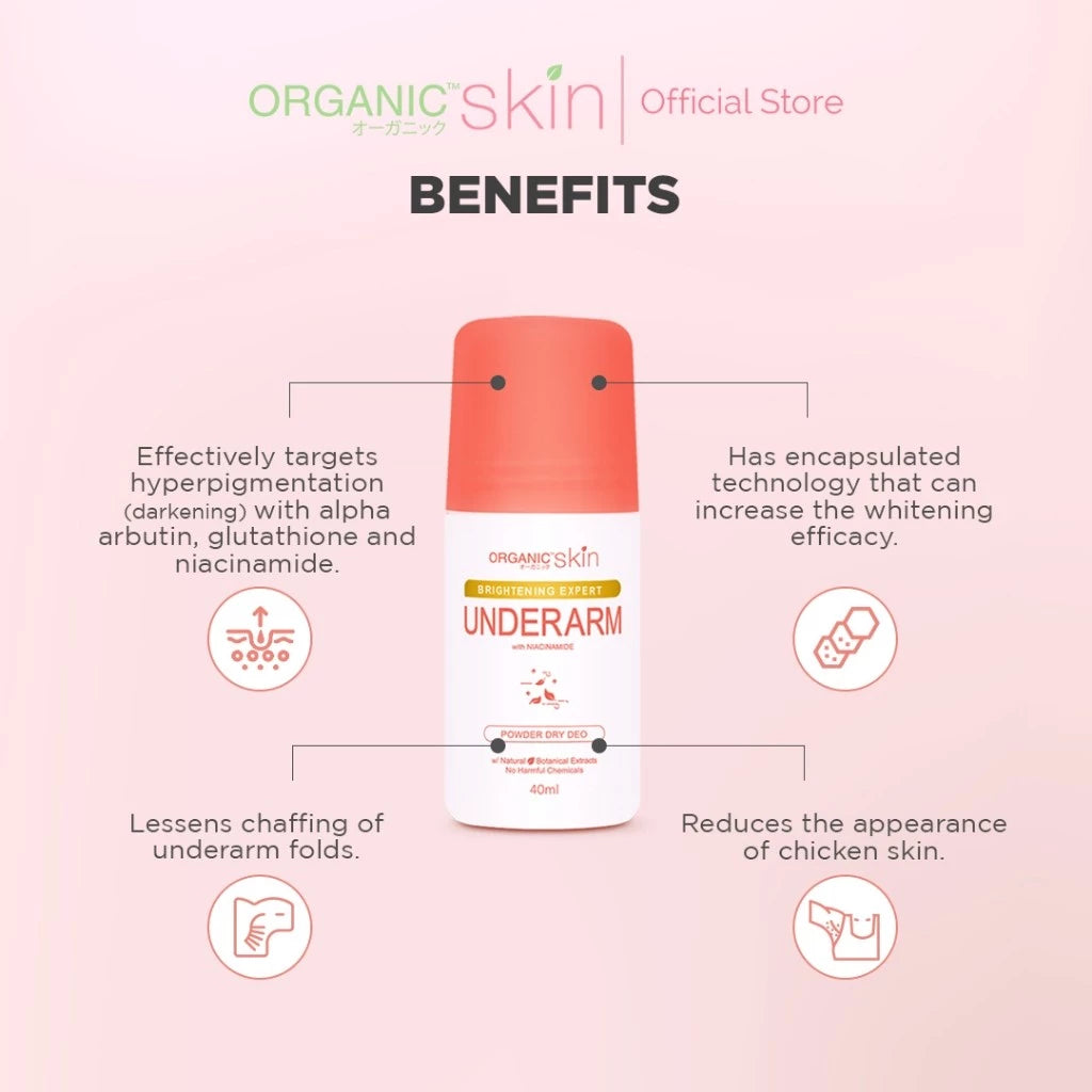 Organic Skin Japan Intensive Whitening Underarm Powder Dry Deodorant Deo Roll On