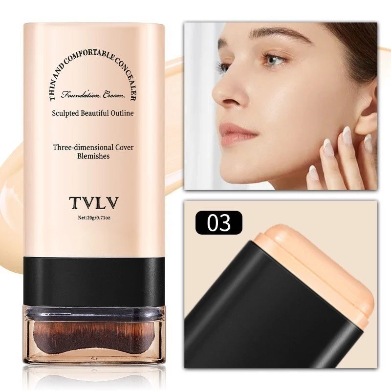 Dual-ended Eraser Foundation Stick 5 Colors Concealer Moisturizing Long Lasting Portable Design