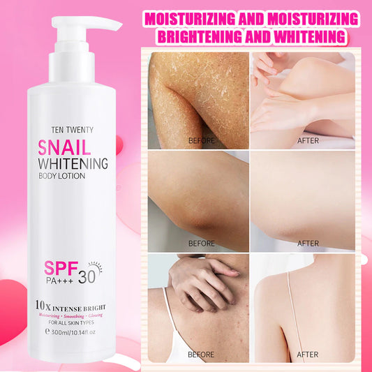 TEN TWENTY 300ml Snail Whitening Spf 30 PA+++ Body Lotion Collagen 10X Intense Bright Beauty Lotion