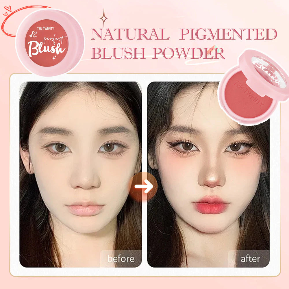 TEN TWENTY Waterproof Blush Powder Natural Pigmented Matte Highlight Brighten Contour Nude Cosmetics