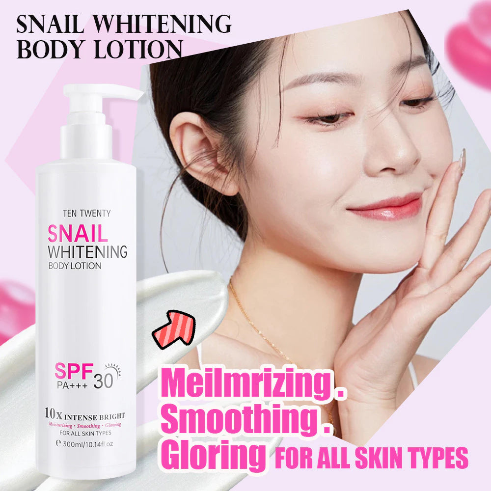 TEN TWENTY 300ml Snail Whitening Spf 30 PA+++ Body Lotion Collagen 10X Intense Bright Beauty Lotion