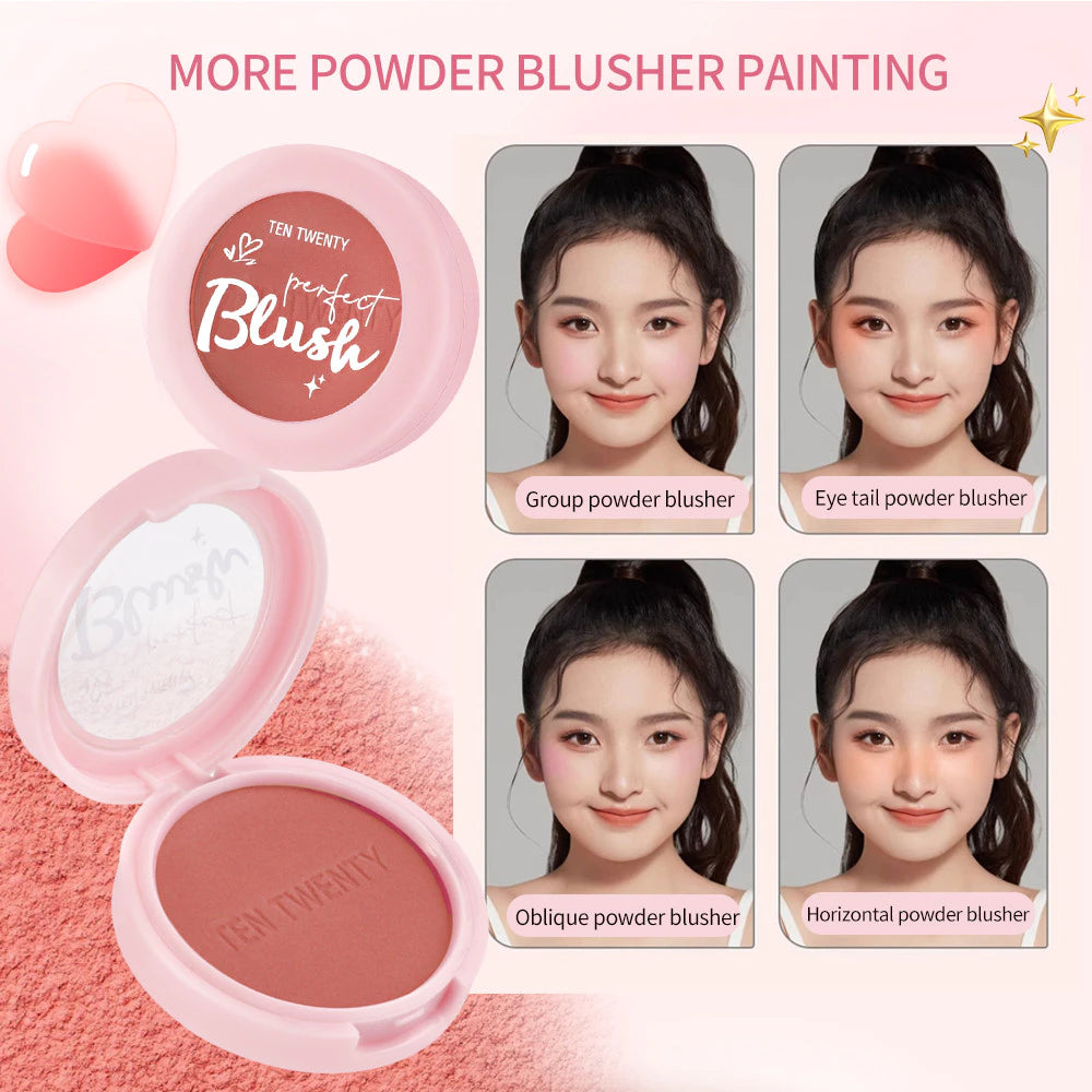 TEN TWENTY Waterproof Blush Powder Natural Pigmented Matte Highlight Brighten Contour Nude Cosmetics