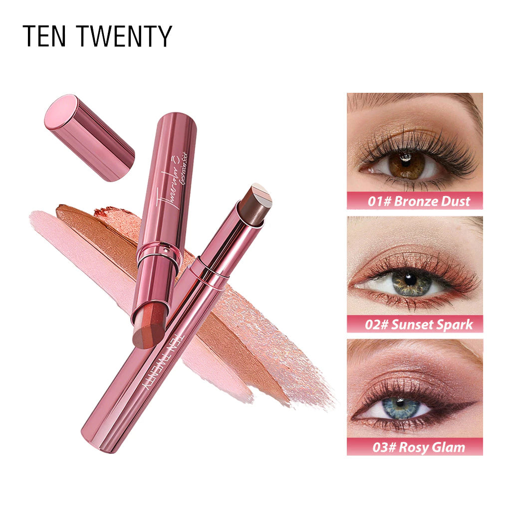 TEN TWENTY 3 Color Eyeshadow Stick Waterproof Long Lasting Matte Shimmer Gradient Finish Makeup 3.5g