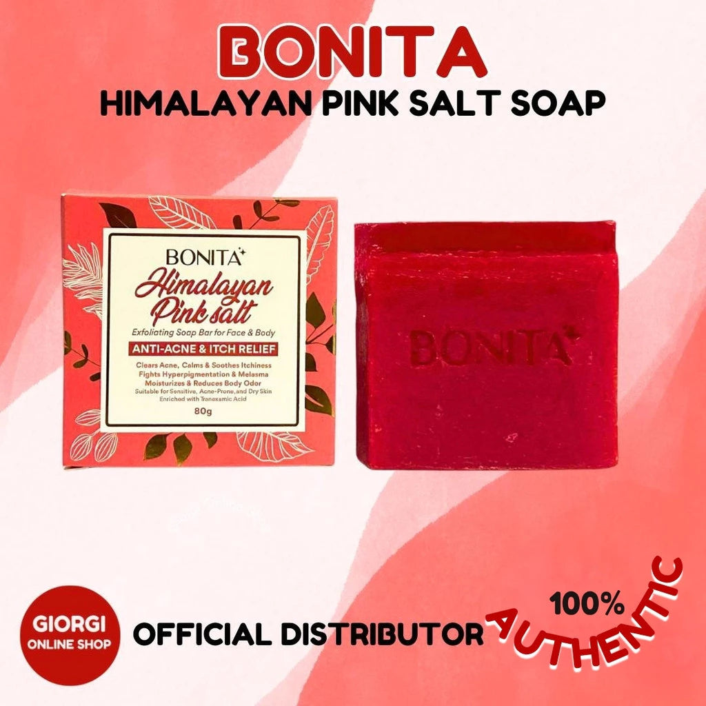 BONITA Himalayan Pink Salt Soap 80g | Anti itch Acne Antibacterial Moisturizing Scar Psoriasis