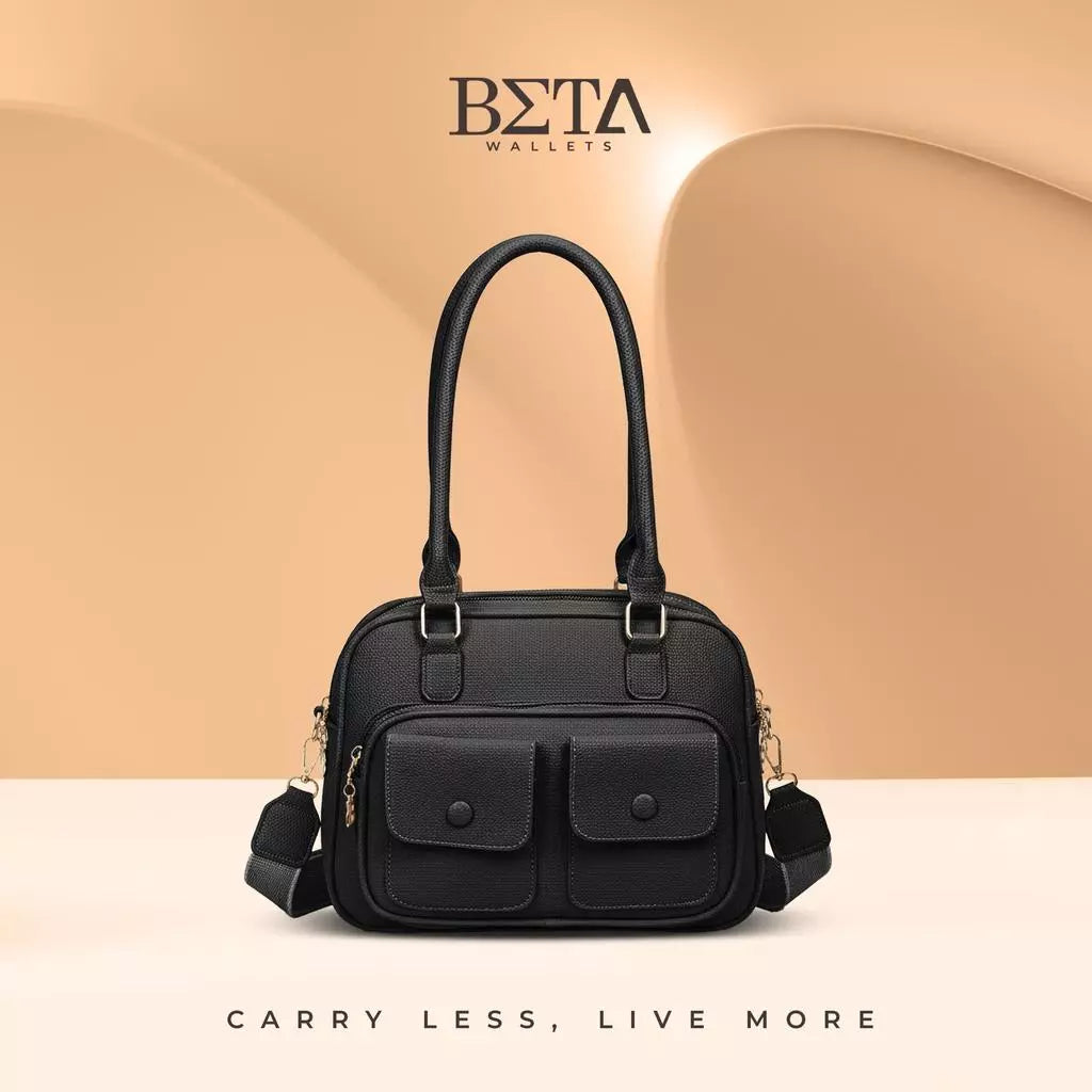 Ladies Vintage Leather Handbag Woman Square Shoulder Double Pocket Design