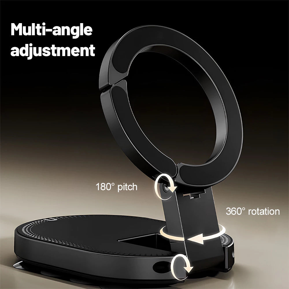 3 In 1 Magnetic Suction Cup Phone Stand 360° Rotatable Foldable Bracket For Live Streaming