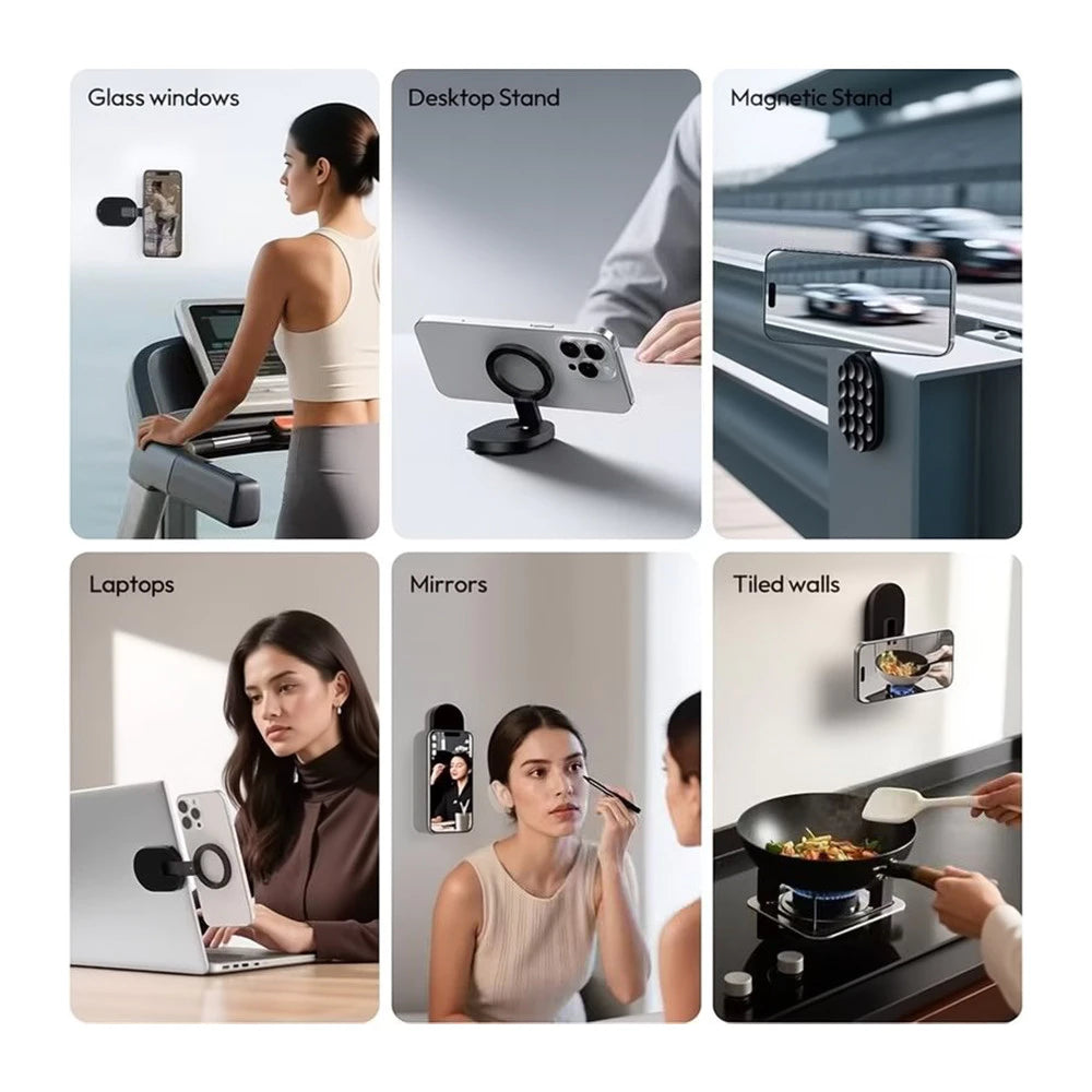 3 In 1 Magnetic Suction Cup Phone Stand 360° Rotatable Foldable Bracket For Live Streaming