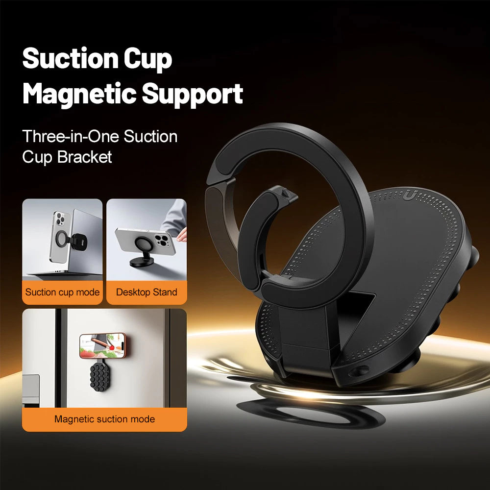 3 In 1 Magnetic Suction Cup Phone Stand 360° Rotatable Foldable Bracket For Live Streaming
