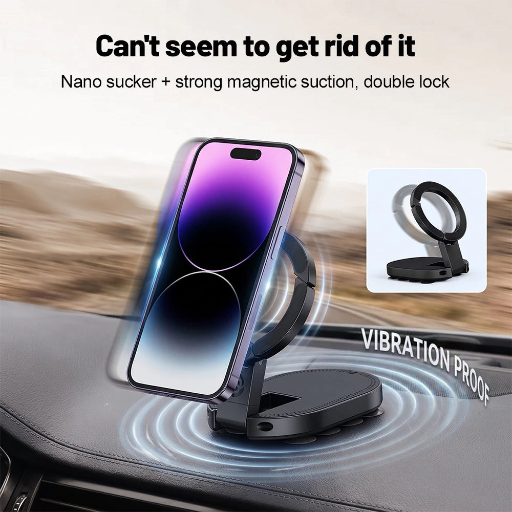 3 In 1 Magnetic Suction Cup Phone Stand 360° Rotatable Foldable Bracket For Live Streaming