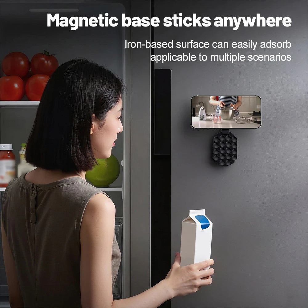 3 In 1 Magnetic Suction Cup Phone Stand 360° Rotatable Foldable Bracket For Live Streaming