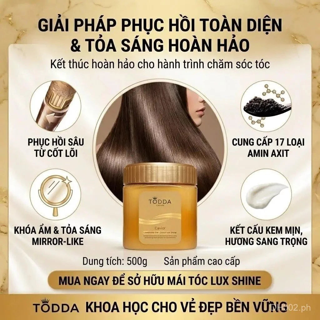 TODDA Caviar hair mask contains fresh keratin and premium amino acids that help restore hair, leaving it soft and smooth