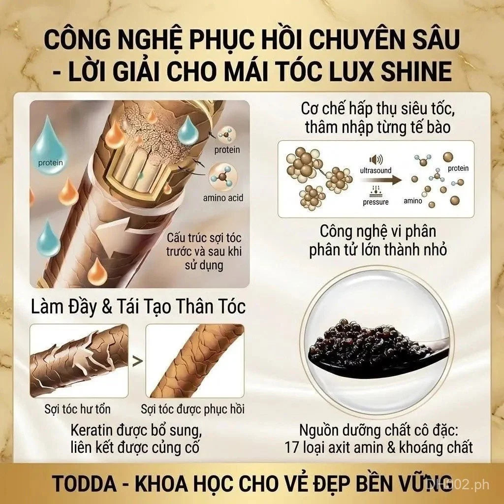 TODDA Caviar hair mask contains fresh keratin and premium amino acids that help restore hair, leaving it soft and smooth