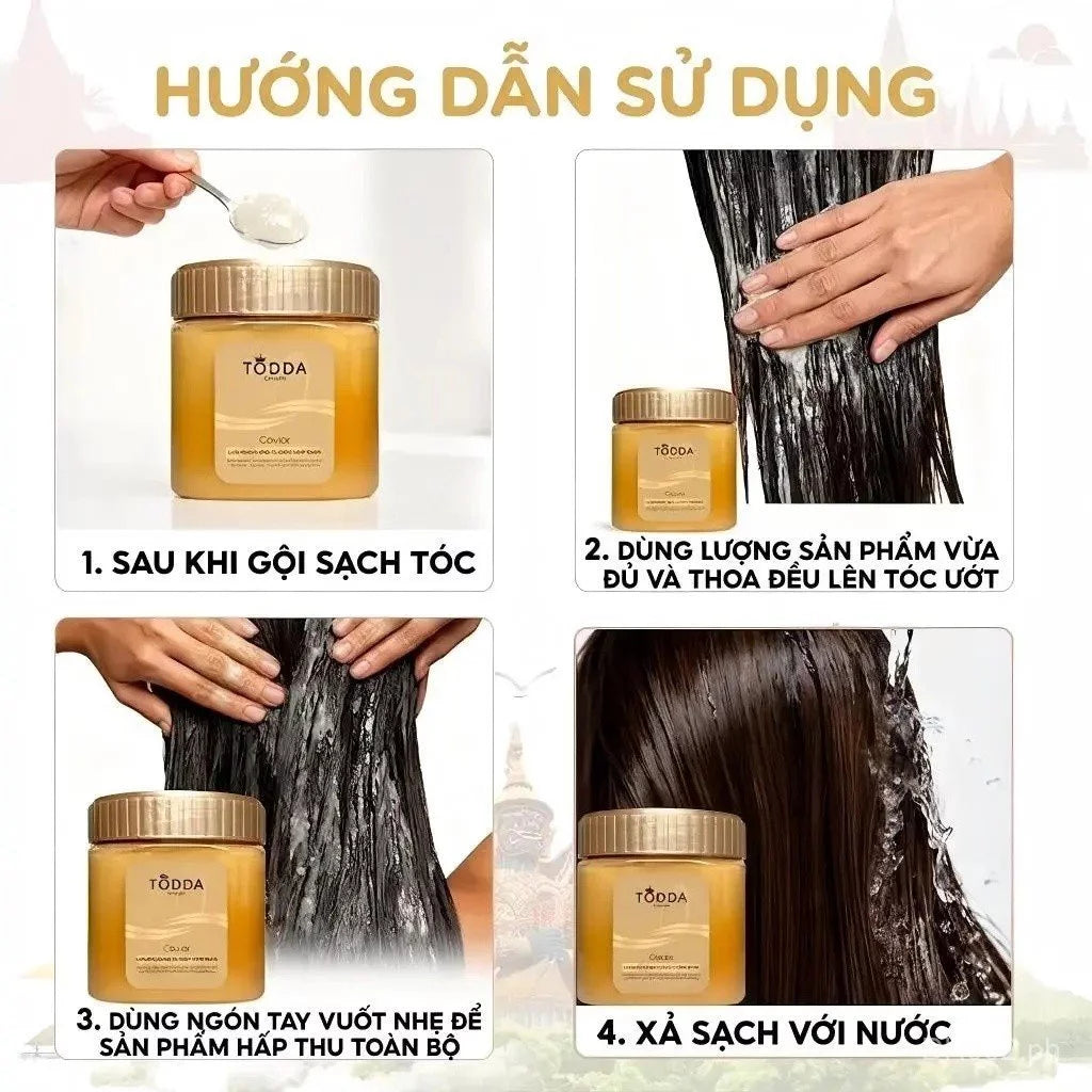 TODDA Caviar hair mask contains fresh keratin and premium amino acids that help restore hair, leaving it soft and smooth