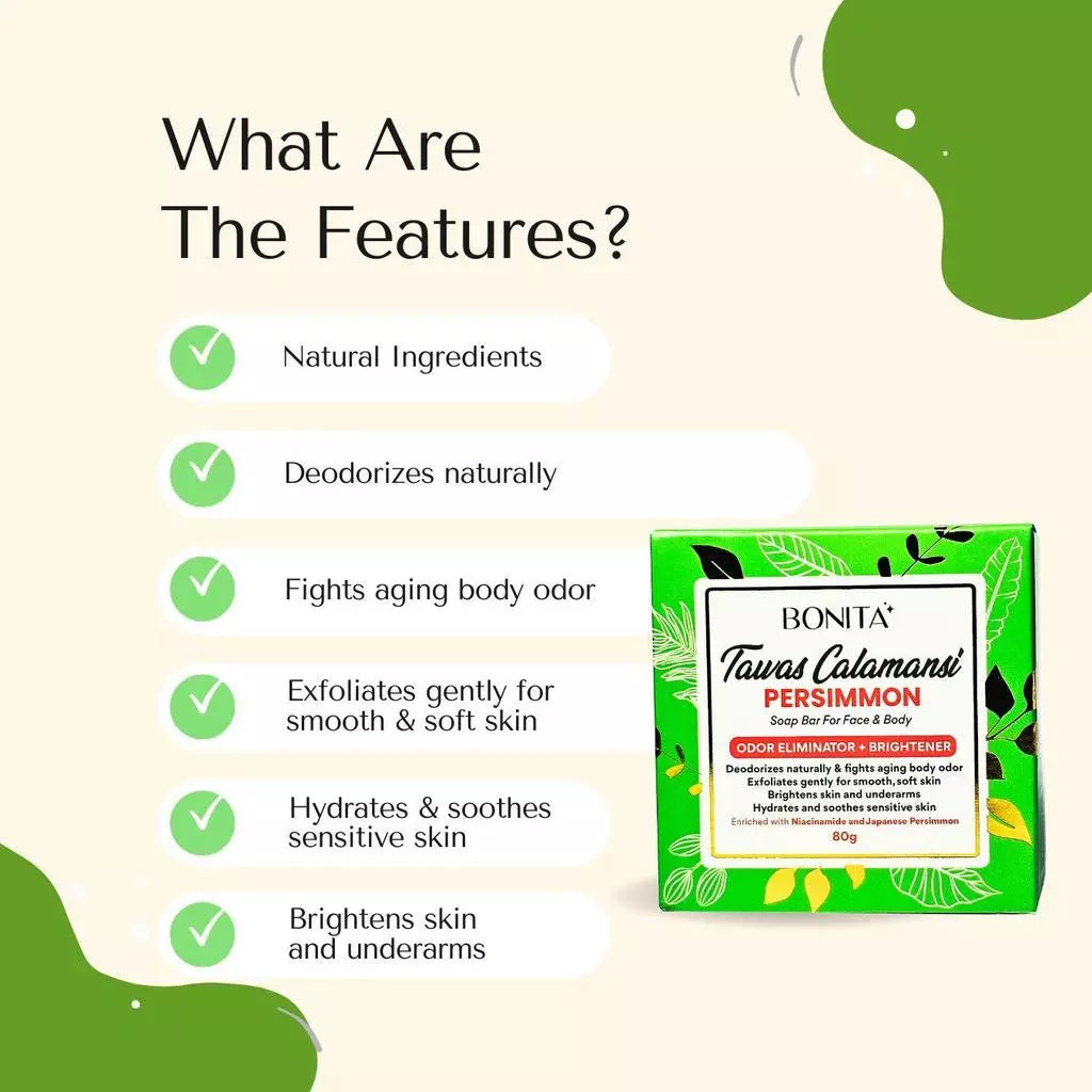 BONITA Tawas Calamansi Persimmon Odor Eliminator + Whitening Soap 80g