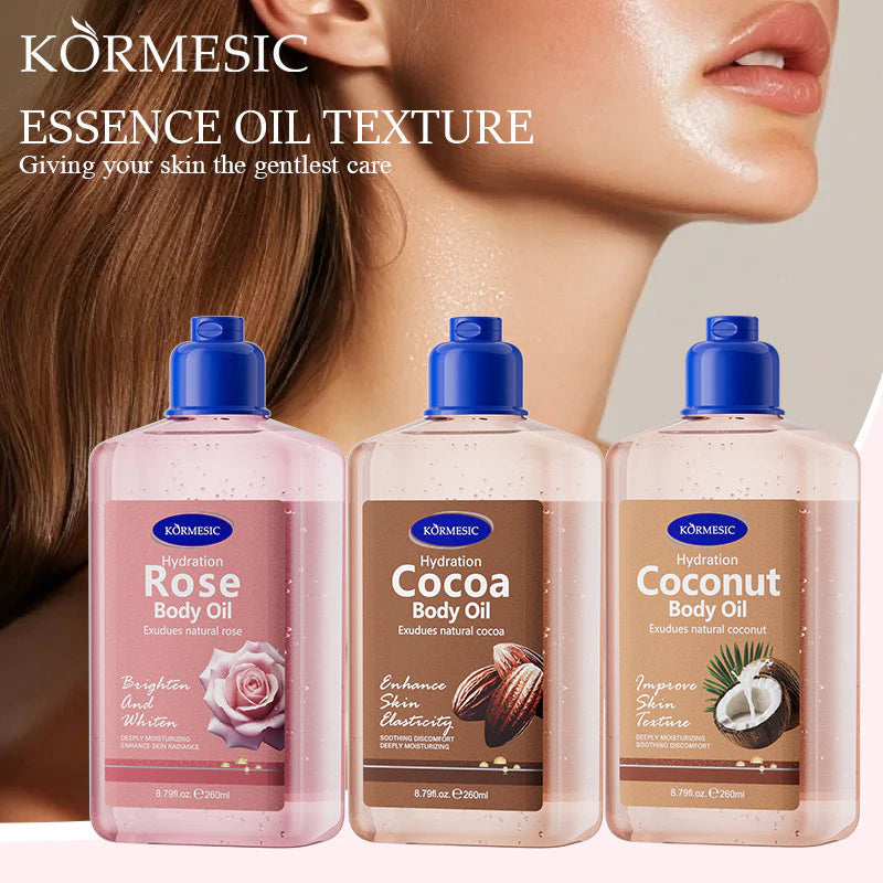 KORMESIC Coconut Body Oil 260ml – Moisturizing Massage Oil for Dry Skin, Deep Hydration & Skin Glow