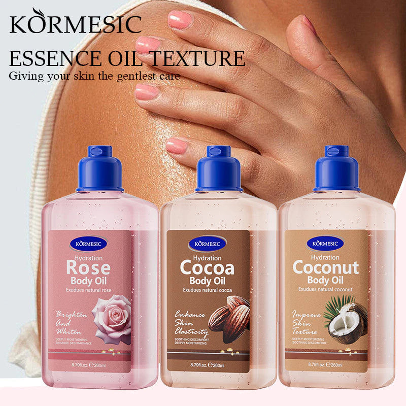 KORMESIC Coconut Body Oil 260ml – Moisturizing Massage Oil for Dry Skin, Deep Hydration & Skin Glow