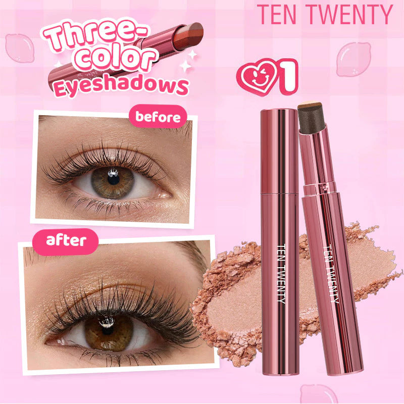 TEN TWENTY 3 Color Eyeshadow Stick Waterproof Long Lasting Matte Shimmer Gradient Finish Makeup 3.5g