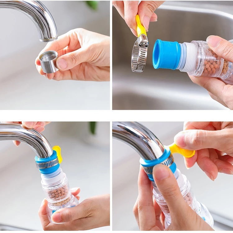360 Degree Rotation Faucet Filter with Splash Proof Water Filter for Kitchen and Bathroom - Plastic