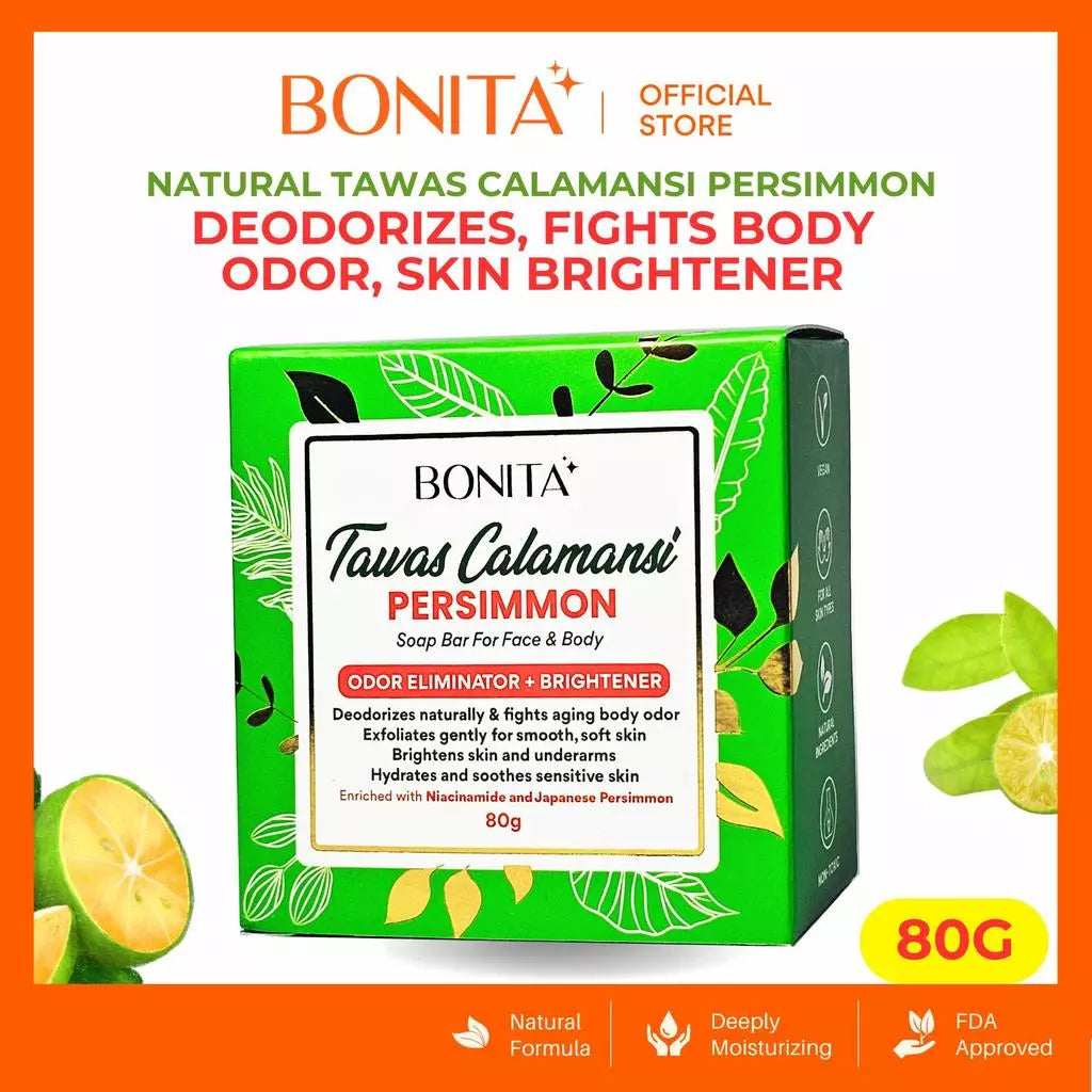 BONITA Tawas Calamansi Persimmon Odor Eliminator + Whitening Soap 80g