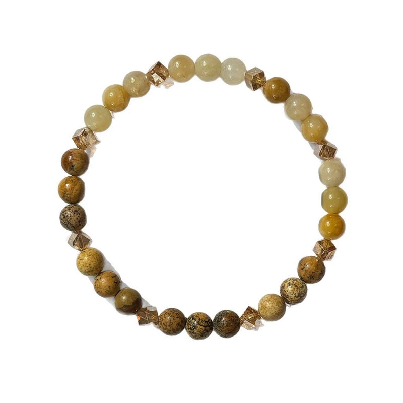 1pc Citrine Stone Beaded Bracelet, 6mm, Handcrafted Jewelry for Abundance and Success, Unisex, for Men and Women.