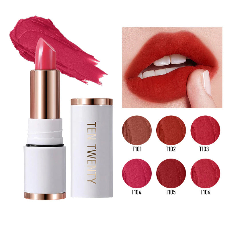 TEN TWENTY Velvet Matte Lipstick Lip Cheek Tint Double Use Waterproof 24H Long Lasting Silky Makeup