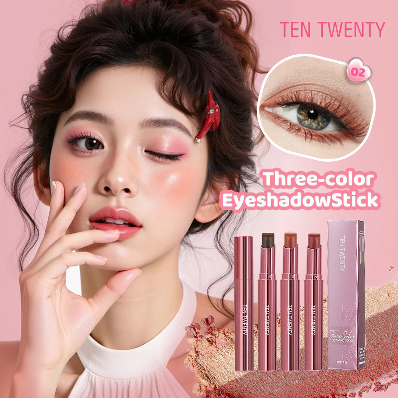 TEN TWENTY 3 Color Eyeshadow Stick Waterproof Long Lasting Matte Shimmer Gradient Finish Makeup 3.5g