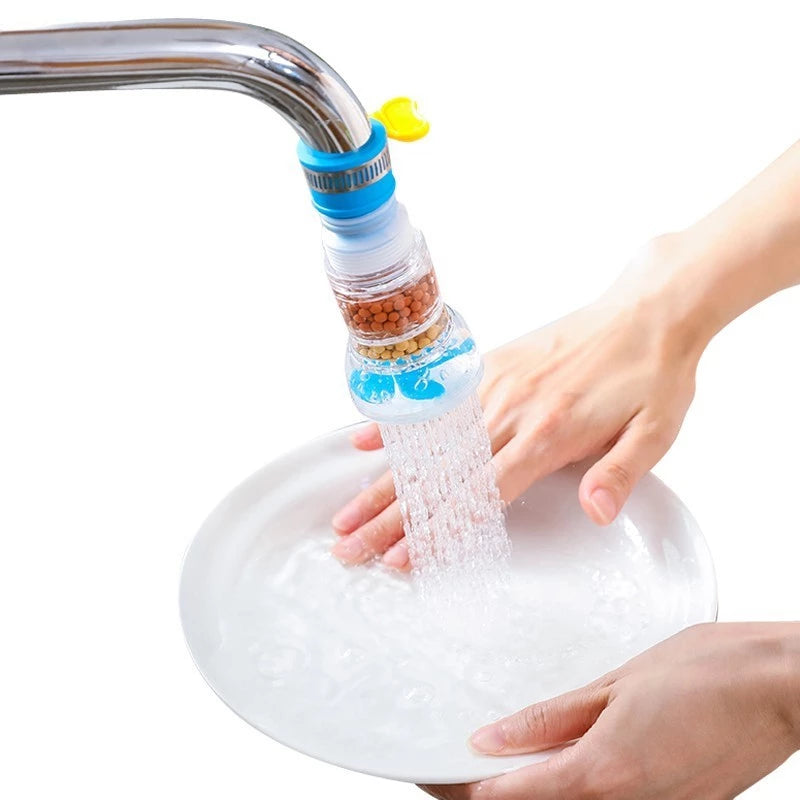 360 Degree Rotation Faucet Filter with Splash Proof Water Filter for Kitchen and Bathroom - Plastic