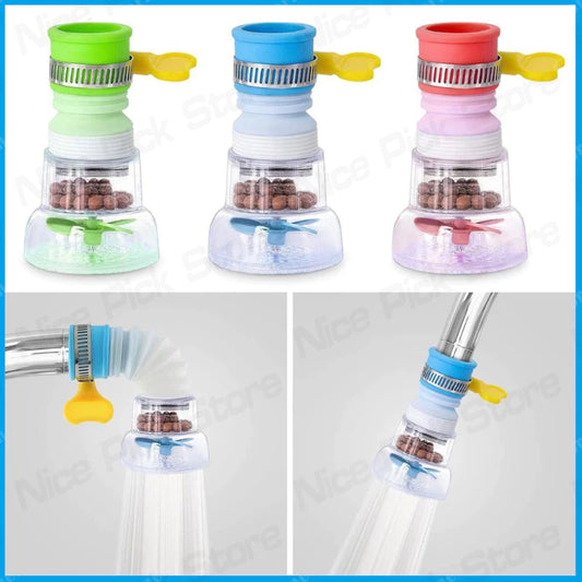 360 Degree Rotation Faucet Filter with Splash Proof Water Filter for Kitchen and Bathroom - Plastic