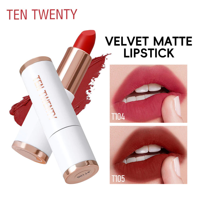 TEN TWENTY Velvet Matte Lipstick Lip Cheek Tint Double Use Waterproof 24H Long Lasting Silky Makeup