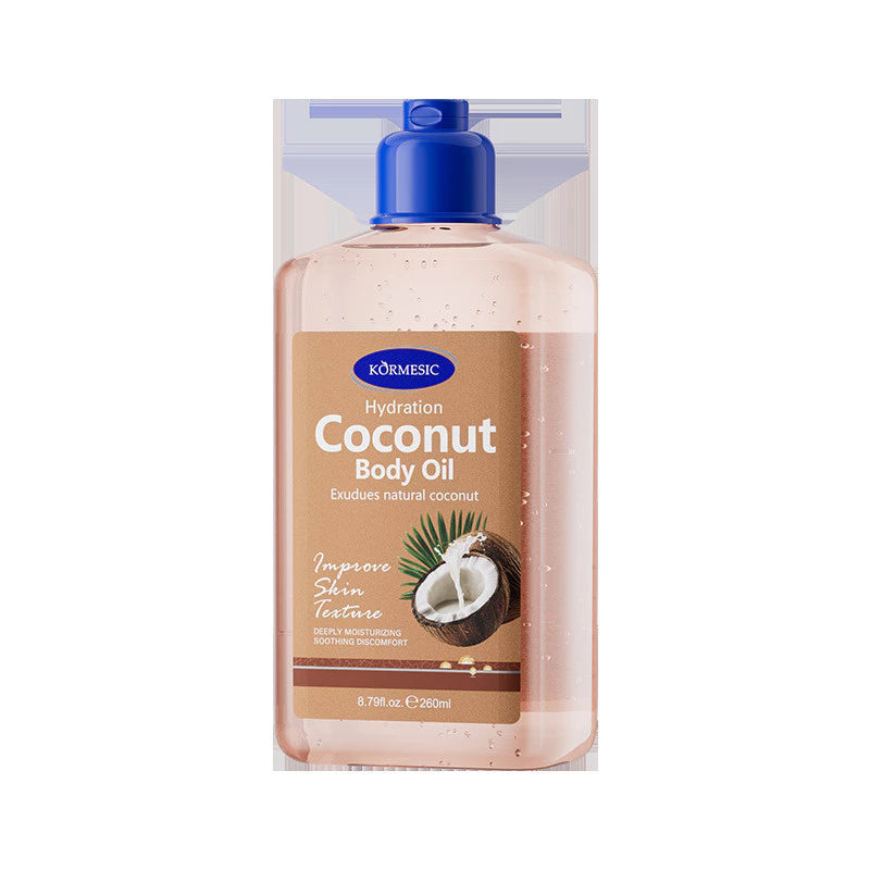 KORMESIC Coconut Body Oil 260ml – Moisturizing Massage Oil for Dry Skin, Deep Hydration & Skin Glow