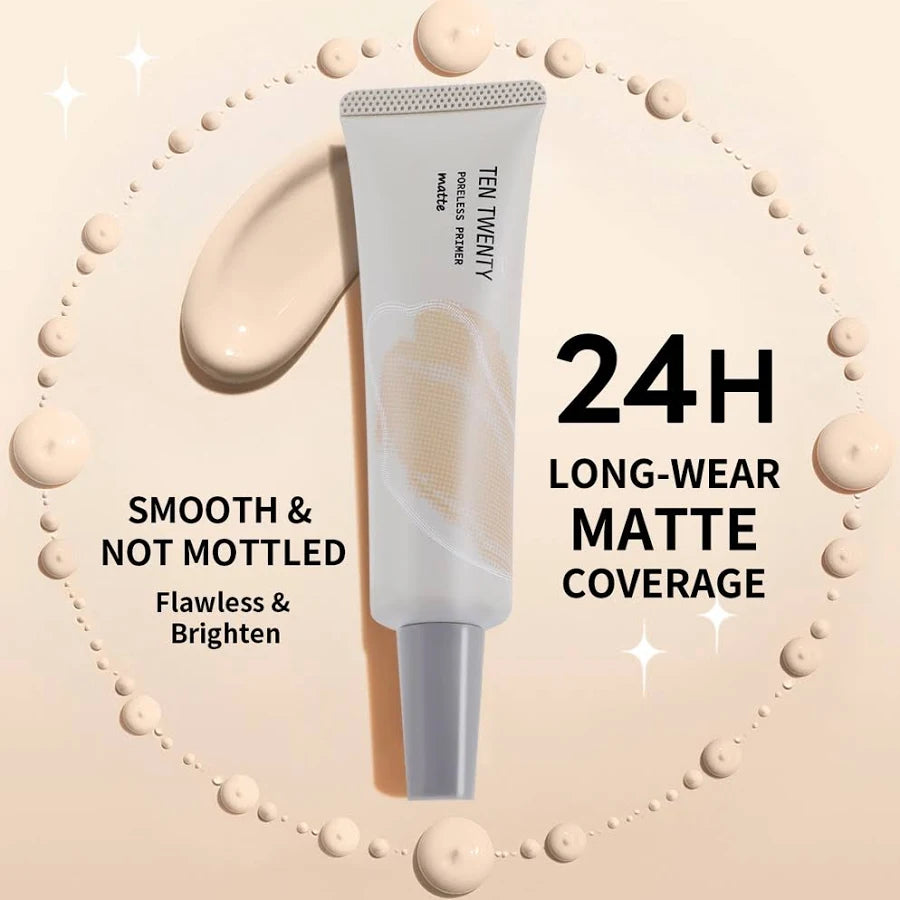 TEN TWENTY Poreless Matte Primer – Long-Lasting Flawless Base, Smooths Pores & Controls OiL