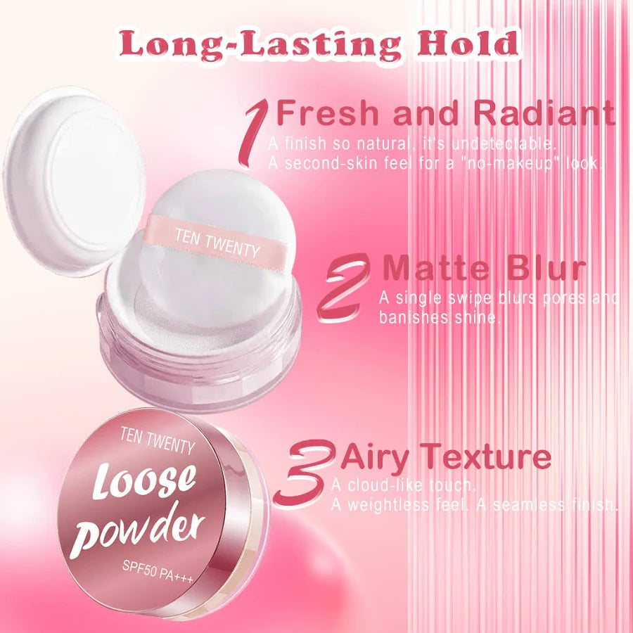 TEN TWENTY Setting Loose Powder Long Lasting Oil Control Matte Waterproof SPF50 PA++ Flawless Powder
