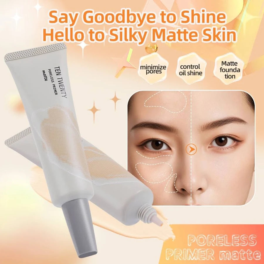 TEN TWENTY Poreless Matte Primer – Long-Lasting Flawless Base, Smooths Pores & Controls OiL