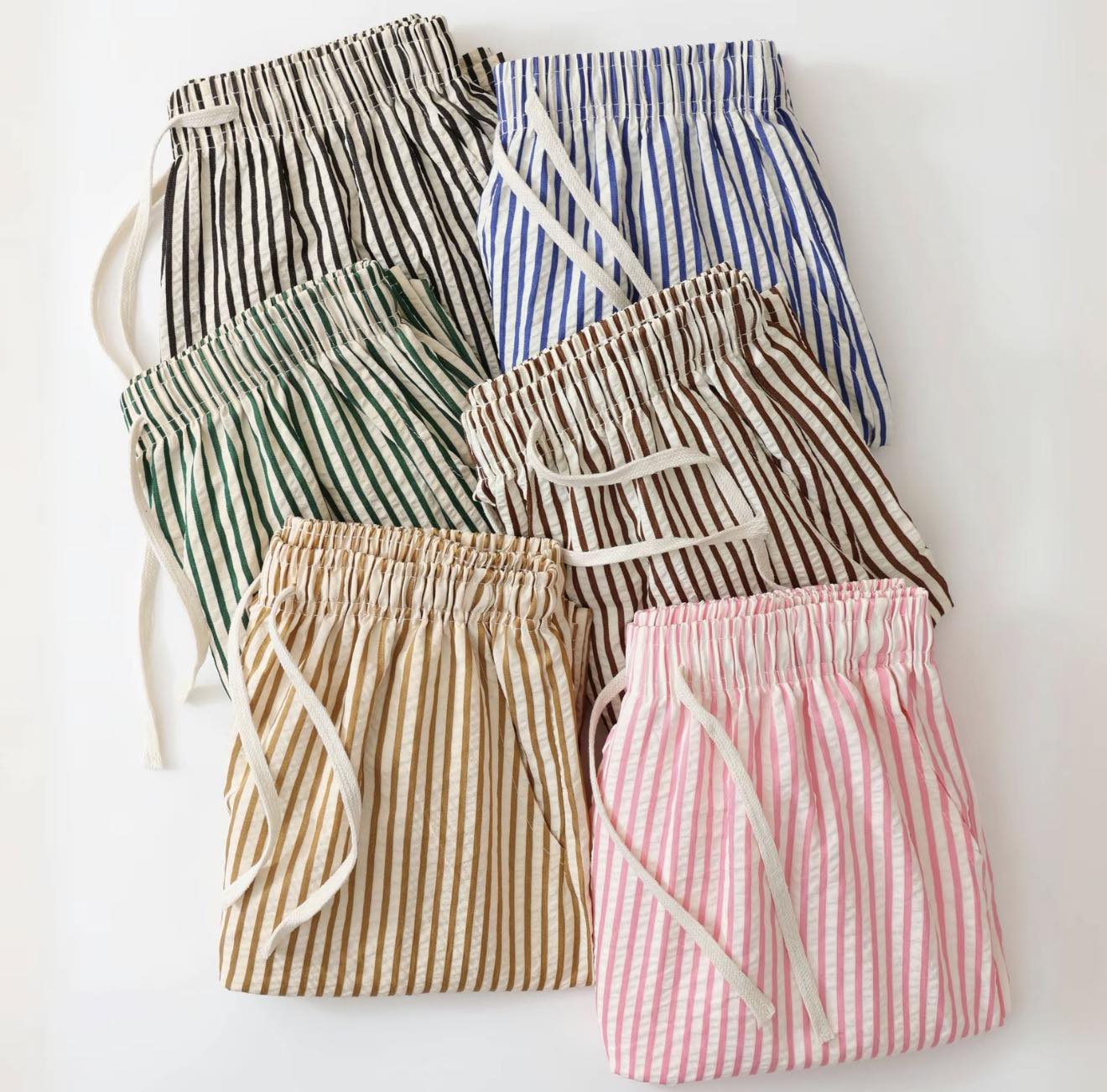 Double-Pocket Women's Vertical Stripe Textured Fabric Straight-Leg Pants Free Size Slimming Fashionable Trousers