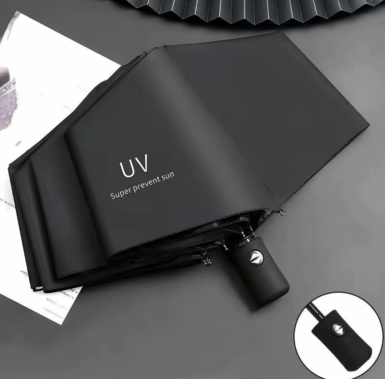 UV Auto Umbrella Windproof, Fiberglass Frame Lightweight Travel Rain Umbrella for Commute Men Women