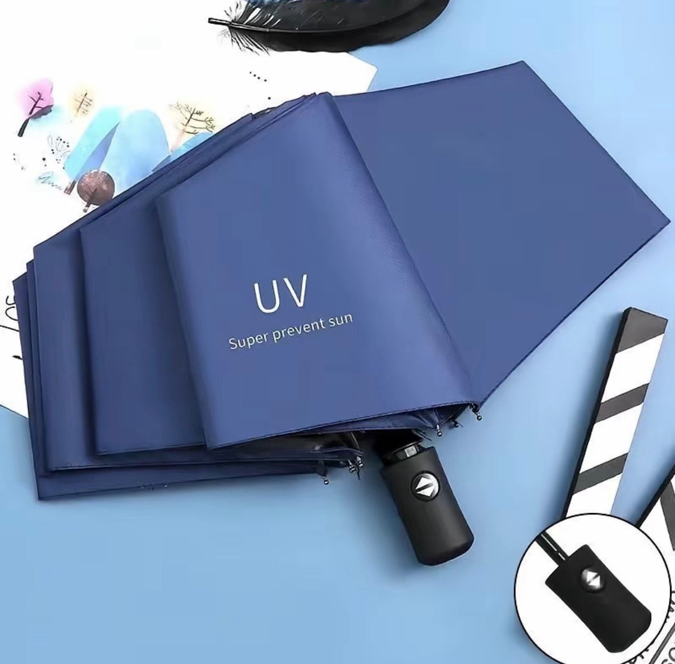 UV Auto Umbrella Windproof, Fiberglass Frame Lightweight Travel Rain Umbrella for Commute Men Women